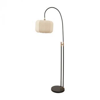 Hertex Haus ILU00800 Galleria Floor Lamp with curved steel stand and hand-stiched linen Lampshade in Natural