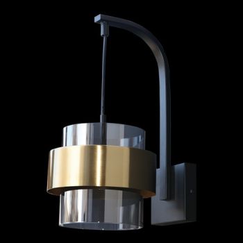 K Light WYN-KLW-101-1 230v 3W G9 LED Bonbon Wall Light Black and Antique Brass Light Smoke Glass