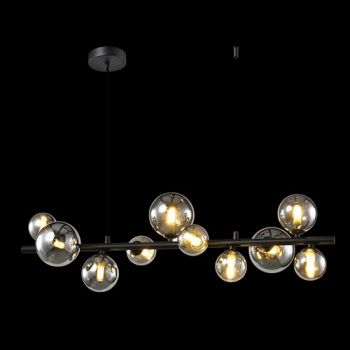 K Light A-KLCH-4184/BL 230V 35W G9 LED Large Horizontal bubble glass pendant Black & Smoke Glass