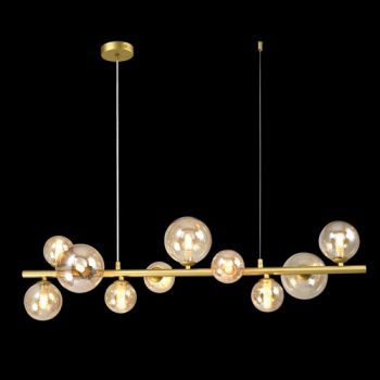 K Light A-KLCH-4184/GD 230V 35W G9 LED Large Horizontal Bubble Glass pendant Gold & Amber Glass
