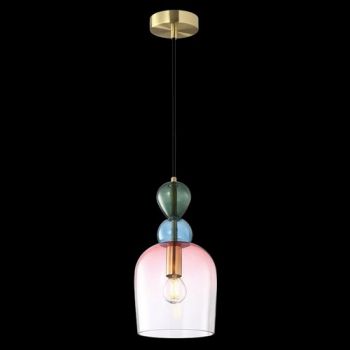 K Light A-KLCH-9281-1B 230v 40W E14 Rainbow Pink Shadow Glass Pendant