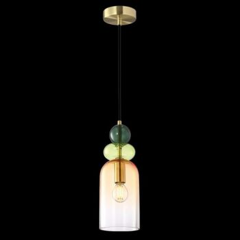K Light A-KLCH-9281-1C 230v 40W E14 Rainbow Shadow Glass Pendant (Multiple Colours/Finishes)