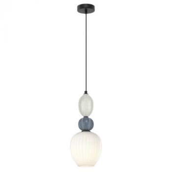 K Light A-KLCH-9570-1B 230V 40W E14 Ceramic Opal/Grey Pendant B1 Off-White & Blue-Grey Ceramic & Opal White Glass Shade