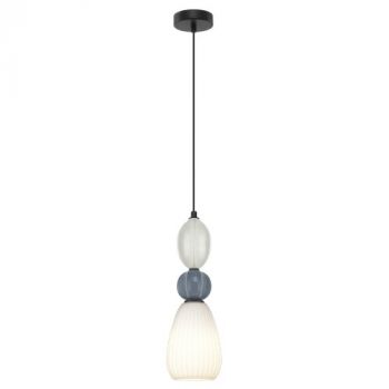 K Light A-KLCH-9570-1C 230V 40W E14 Ceramic Opal/Grey Pendant C1 Off-White & Blue-Grey Ceramic & Opal White Glass Shade