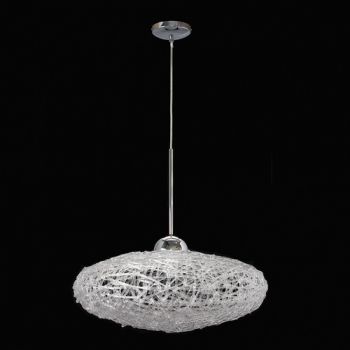 K Light A-KLCH6153/CL 230v 60W E27 Clear Acrylic Flat Round Pendant Chrome with Clear Acrylic Shade