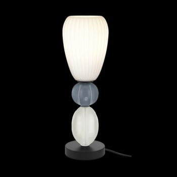 K Light A-KLT-9570 230V 40W E14 Ceramic Opal/Grey Table Lamp Off-White & Blue-Grey Ceramic & Opal White Glass Shade