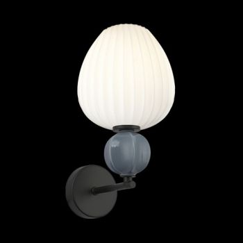 K Light A-KLW-9570 230V 40W E14 Ceramic Opal/Grey Wall Light Off-White & Blue-Grey Ceramic & Opal White Glass Shade