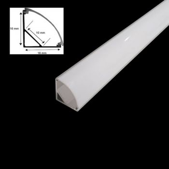 K Light AP-1616/WH 90⁰ Aluminium Profile with PC Opal White Cover