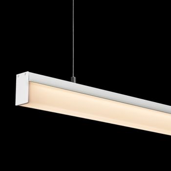 K Light AP-2119/C-PEN/A-CW, AP-2119/C-PEN/A-WW Complete 1m Aluminium Pendant 16W LED with Short Polycarbonate Cover Aluminium (Multiple Colours/Finishes)