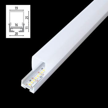 K Light AP-2119/C 1m Aluminium Profile with High Acrylic Opal White Cover ONLY