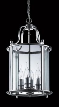 K Light WYN-KLCH-3306-CH Large Round Glass Lantern Chrome 6 x E14 (Image May Vary)