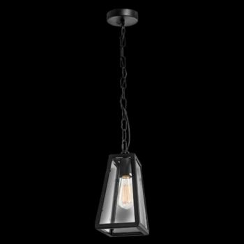 K Light CA-KLCH-1107 Small Rustic Lantern Pendant Black with Clear Glass