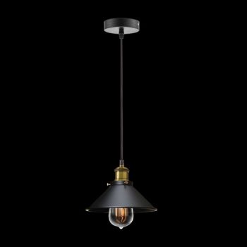 K Light CA-KLCH-1124/1 230v 60W E27 Single Pendant Black and Antique Brass