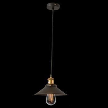K Light CA-KLCH-1125/1 230v 40W E27 Flat Single Pendant Black and Antique Brass