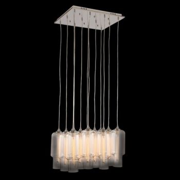 K Light CA-KLCH-3052/12 12 Lights Cylinder Glass Pendant Cluster Chrome with Clear Glass