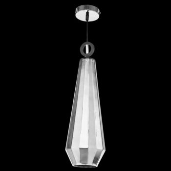 K Light CA-KLCH-3095/CH Diamond Cut Large Glass Pendant Chrome