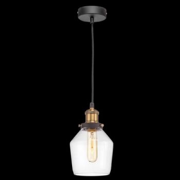K Light CA-KLCH-3210 Antique Brass and Glass Small Pendant with Clear Glass