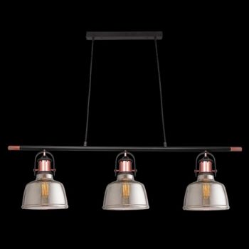 K Light CA-KLCH-3232/3C Nautical Glass Trio Pendant Copper with Smoke Glass