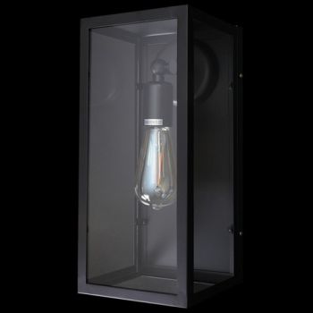 K Light CA-KLW-1099/BL Rustic Rectangular Wall Light Black with Clear Glass