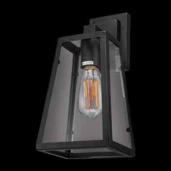 K Light WYN-CA-KLW-1107 Rustic Lantern Wall Light Black with Clear Glass
