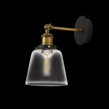 K Light CA-KLW-3139 Antique Brass and Glass Wall Light Black