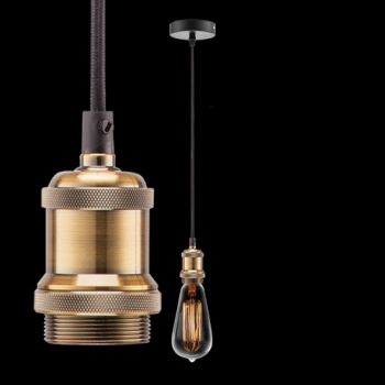 K Light DA-KLCH-777/ABB, DA-KLCH-777/ABW, DA-KLCH-777/AGM Pendant with 1.4m Fabric cord (excl bulb) (Multiple Colours/Finishes)