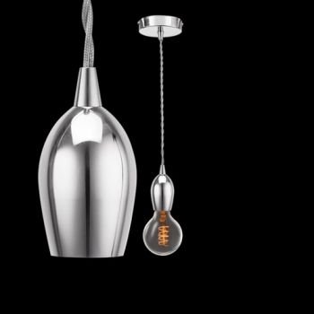 K Light DA-KLCH-888/CH, DA-KLCH-888/CO Bullet Pendant with Twisted Fabric Cord (Multiple Colours/Finishes)
