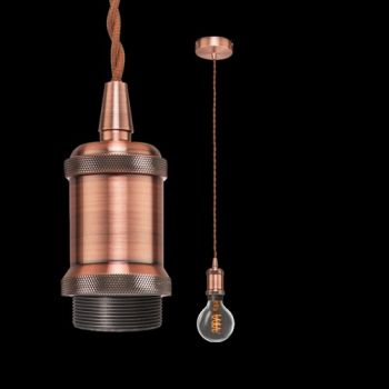 K Light WYN-DA-KLCH-T777/CO Pendant with 1.4m Twisted Fabric Cord (excl bulb) Copper