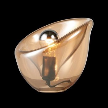 K Light DL-KLT-1027 230v 40W E27 Arum Lily Glass Table Lamp Amber