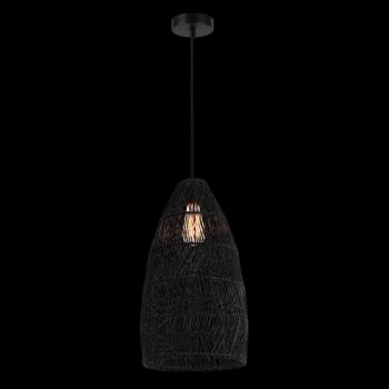 K Light E-KLCH-7089/BL 230v 40W E27 Rattan Pendant Black