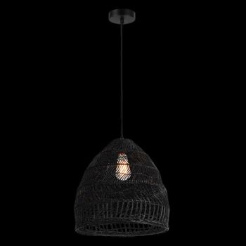 K Light E-KLCH-7127/BL 230v 40W E27 Rattan Pendant Black