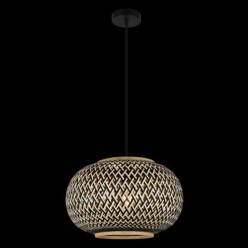 K Light E-KLCH-7212 230v E27 Black & Natural Rattan Pendant