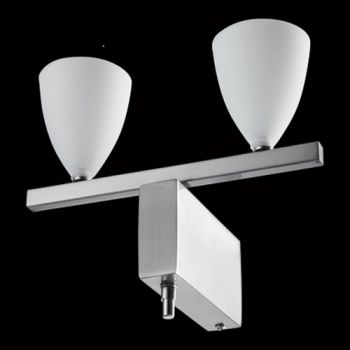 K Light F-OVIGA/WH2L 20W G4 Bi-Pin OVIGA Glass Wall Light Satin Chrome with Opal White Glasses