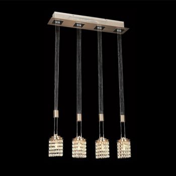 K Light F-SINO/CRM4Y Four Light 35W G5.3 Crystal Strips Adjustable Pendant Satin Chrome