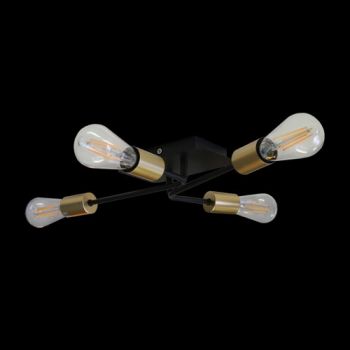 K Light G-KLC-8104/4 230v 40W E27 4 Lights Traverse Ceiling Fitting Matt Black and Satin Gold