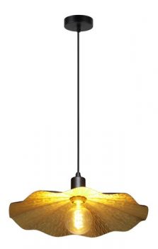 K Light G-KLCH-501/39 230v 40W E27 39cm Golden Flower Pendant Gold and Black