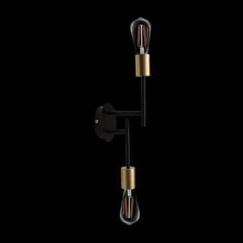 K Light G-KLW-8104/2 230v 40W E27 2 Lights Traverse Wall Light Black and Satin Gold