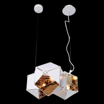 K Light GO-KLCH313-3/W 3 Light Magic Box Pendant White and Gold