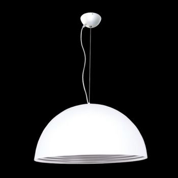 K Light H-KLCH5005-60/W 230v 40W E27 Large Dome Metal Pendant, White & Silver
