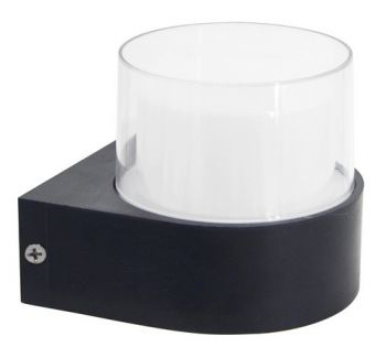K Light I-LED-51/1 230v 5W LED Round Aluminium Outdoor Wall Light Black with PC Shade