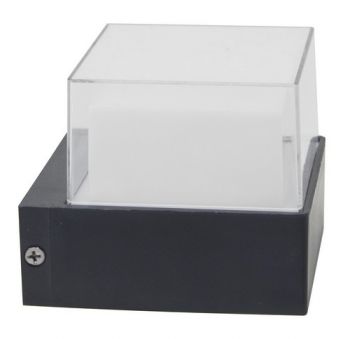 K Light I-LED-53/1 230v 5W LED Square Aluminium Outdoor Wall Light Black with PC Shade
