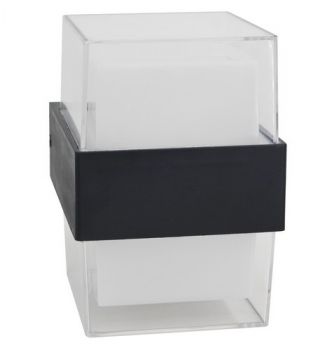 K Light I-LED-53/2-ABS 230v 2 x 4W LED Up & Down Square ABS Outdoor Wall Light Black with PC Shade