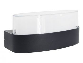 K Light I-LED-56/1 230v 6W LED Oval Aluminium Outdoor Wall Light Black with PC Shade