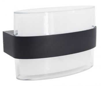 K Light I-LED-56/2 230v 2 x 6W LED Up & Down Oval Aluminium Outdoor Wall Light Black with PC Shade