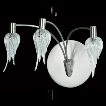 K Light J-MW2053/3-STAR 20W G4 Bi-Pin 3 Star Glass Wall Light Satin Chrome with Clear Star Glass
