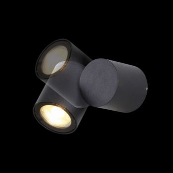 K Light JB-KLG-800/1 230v 35W GU10 Single Adjustable Wall Light Matt Black with Clear Glass
