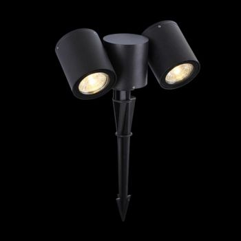 K Light JB-KLG-900/2 230v 70W GU10 Double Adjustable Spike Matt Black with Clear Glass