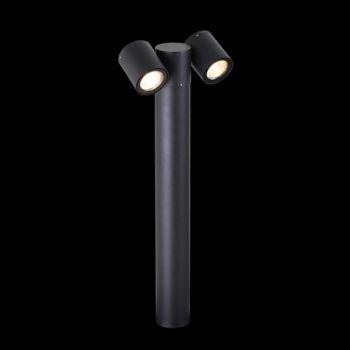 K Light JB-KLG-905/2 230v 70W GU10 Double Adjustable Bollard Matt Black with Clear Glass