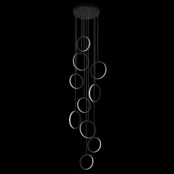 K Light K-LED-02/10 230V 80W LED Ringfall Pendant Black
