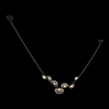 K Light Pendant Lights K-LED-2395 230V 7W LED Leather belt pendant Black Leather with Smoke Glass